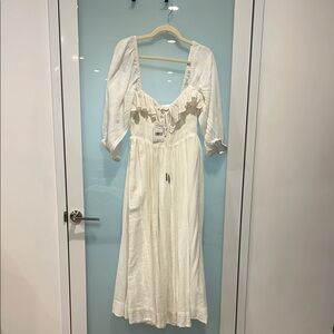 Free people Elegant White Ruffled Maxi Dress